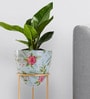 Floral Pink Metal Floor Planter