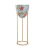 Floral Pink Metal Floor Planter