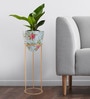Floral Pink Metal Floor Planter