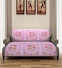 Pink Floral Polyester Net 5 Seater Sofa Cover