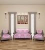Pink Floral Polyester Net 5 Seater Sofa Cover