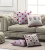 Pink Florals Poly Cotton 16 x 16 Inches Cushion Covers (Set of 5)