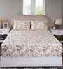 Pink Floral Print 300 TC Cotton Double Bed Fitted Sheet with 2 Pillow Case Sensory Bloom Collection