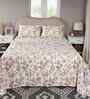 Pink Floral Print 300 TC Cotton King Size Bed Sheet with 2 Pillow Covers Sensory Bloom Collection