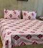 Pink Floral 141 TC 100% Cotton Queen Sized Bed Sheets with 2 Pillow Covers
