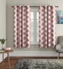 Pink Floral Polyester 5Ft Semisheer Eyelet Window Curtains (Set Of 2)