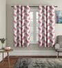 Pink Floral Polyester 5Ft Semisheer Eyelet Window Curtains (Set Of 2)