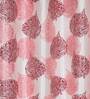 Pink Floral Polyester 5Ft Semisheer Eyelet Window Curtains (Set Of 2)