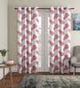Pink Floral Polyester 7Ft Semisheer Eyelet Door Curtains (Set Of 2)
