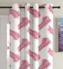 Pink Floral Polyester 9Ft Semisheer Eyelet Door Curtains (Set Of 2)