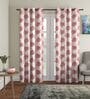 Pink Floral Polyester 9Ft Semisheer Eyelet Door Curtains (Set Of 2)