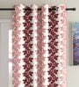 Pink Floral Polyester 9Ft Semisheer Eyelet Door Curtains (Set Of 2)