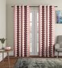 Pink Floral Polyester 9Ft Semisheer Eyelet Door Curtains (Set Of 2)
