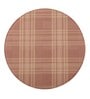 Pink Formal Checks Printed Leather Round Mousepad