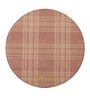 Pink Formal Checks Printed Leather Round Mousepad