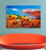 Floral In Red Canvas Framed Art Print (33 x 21 Inches)