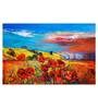 Floral In Red Canvas Framed Art Print (33 x 21 Inches)