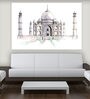 Taj Mahal In Pink Canvas Framed Art Print (33 x 21 Inches)