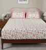Pink Fruit Print 200 TC Cotton Double Bed Fitted Sheet with 2 Pillow Case Sensory Bloom Collection