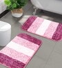 Pink Geometric Microfibre 20x14 Inches Anti Skid Bath Mats (Set of 2)