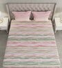Pink Geometric 144 TC Cotton Queen Sized Bed Sheets with 2 Pillow Covers