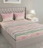 Pink Geometric 144 TC Cotton Queen Sized Bed Sheets with 2 Pillow Covers