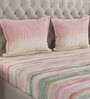 Pink Geometric 144 TC Cotton Queen Sized Bed Sheets with 2 Pillow Covers