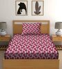 Pink Geometric 150 TC Cotton Single Bed Sized Bed Sheets With 1 Pillow Cover