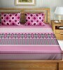 Pink Geometric 180 TC Cotton Super King Size Bedsheet with 2 Pillow Covers Oscar Collection Collection