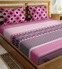 Pink Geometric 180 TC Cotton Super King Size Bedsheet with 2 Pillow Covers Oscar Collection Collection