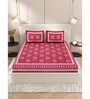 Pink Traditional 200 TC Cotton Double Queen Sized Bedsheet With 2 Pillow Covers