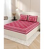Pink Traditional 200 TC Cotton Double Queen Sized Bedsheet With 2 Pillow Covers