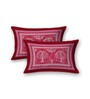Pink Traditional 200 TC Cotton Double Queen Sized Bedsheet With 2 Pillow Covers