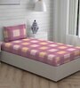 Pink Geometric 225 TC Cotton Single Bed Sized Bed Sheets With 1 Pillow Cover