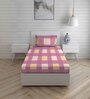 Pink Geometric 225 TC Cotton Single Bed Sized Bed Sheets With 1 Pillow Cover