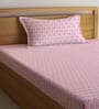 Pink Geometric 300 TC Cotton Fitted Single Bedsheet with 1 Pillow Cover