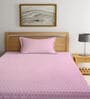 Pink Geometric 300 TC Cotton Fitted Single Bedsheet with 1 Pillow Cover