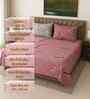 Pink Geometric 400 TC Cotton SuperKing Sized Double Bedsheet with 2 Pillow Covers Luxury Series Collection
