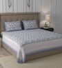 Blue Floral 600 TC Cotton Double King Sized Bedsheet With 2 Pillow Covers