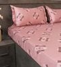 Pink Geometric 600TC Cotton Super King Sized Double Bedsheet with 2 Embroidery Pillow Covers