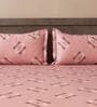 Pink Geometric 600TC Cotton Super King Sized Double Bedsheet with 2 Embroidery Pillow Covers