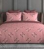 Pink Geometric 600TC Cotton Super King Sized Double Bedsheet with 2 Embroidery Pillow Covers