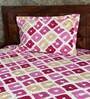 Multicolor Geometric 190 TC 100% Cotton Single Bed Sized Bed Sheets With 1 Pillow Cover