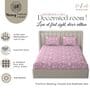 Pink Glace Cotton Floral Print Elastic Fitted King Bedsheet With 2 Pillow Covers