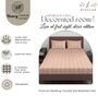 Pink Glace Cotton Geometric Print Elastic Fitted King Bedsheet With 2 Pillow Covers