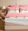 Pink Glace Cotton Elastic Fitted King Bedsheet With 2 Pillow Covers