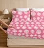 Pink Glace Cotton Polka Print Elastic Fitted King Bedsheet With 2 Pillow Covers