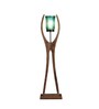 Green Glass Shade Novelty Floor Lamp With Glass & Wood Base