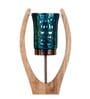 Green Glass Shade Novelty Floor Lamp With Glass & Wood Base