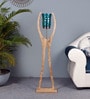 Green Glass Shade Novelty Floor Lamp With Glass & Wood Base